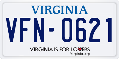 VA license plate VFN0621