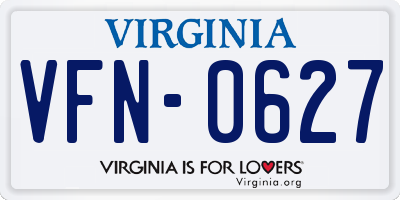 VA license plate VFN0627