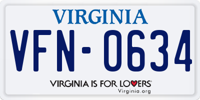 VA license plate VFN0634