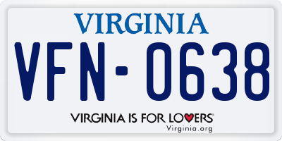 VA license plate VFN0638