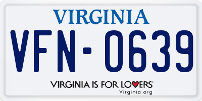 VA license plate VFN0639