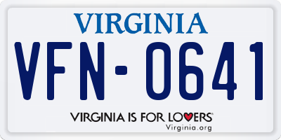 VA license plate VFN0641