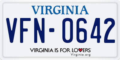 VA license plate VFN0642