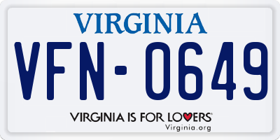 VA license plate VFN0649