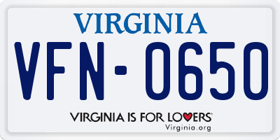 VA license plate VFN0650