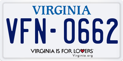 VA license plate VFN0662