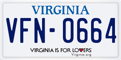 VA license plate VFN0664