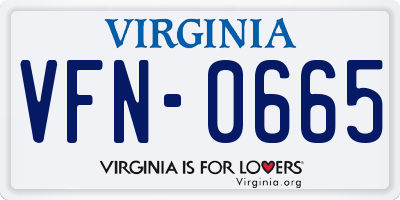 VA license plate VFN0665