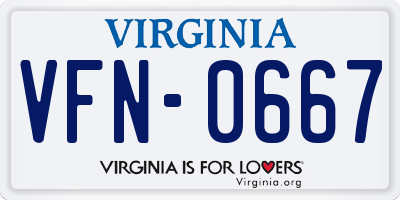VA license plate VFN0667