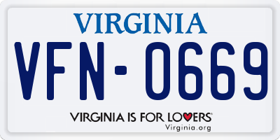 VA license plate VFN0669