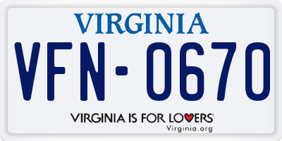 VA license plate VFN0670