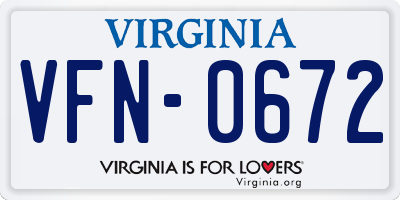 VA license plate VFN0672