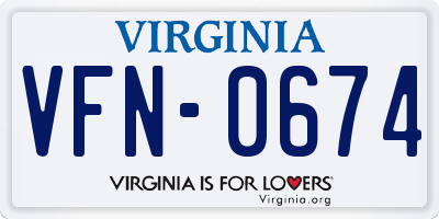 VA license plate VFN0674