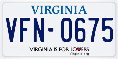 VA license plate VFN0675