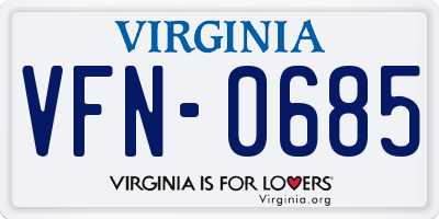 VA license plate VFN0685