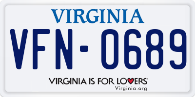 VA license plate VFN0689