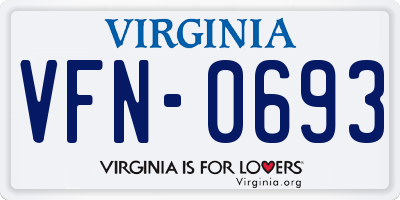 VA license plate VFN0693
