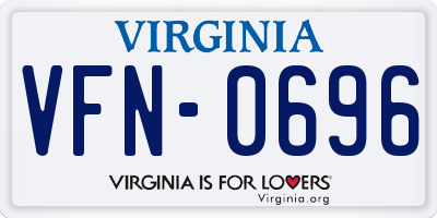 VA license plate VFN0696