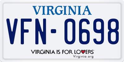 VA license plate VFN0698