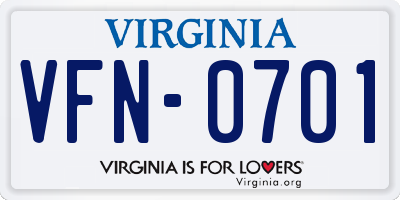 VA license plate VFN0701