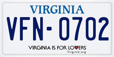 VA license plate VFN0702