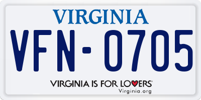 VA license plate VFN0705