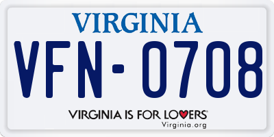 VA license plate VFN0708