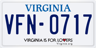 VA license plate VFN0717