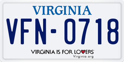 VA license plate VFN0718
