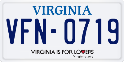 VA license plate VFN0719