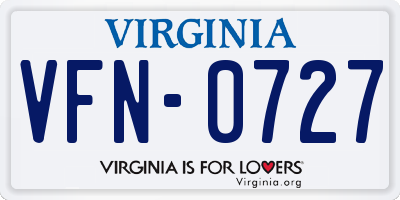 VA license plate VFN0727