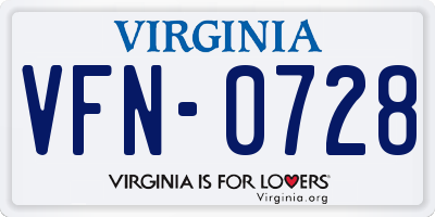 VA license plate VFN0728