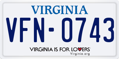 VA license plate VFN0743