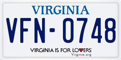VA license plate VFN0748