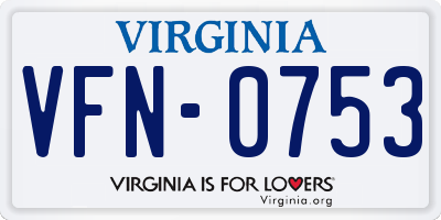 VA license plate VFN0753