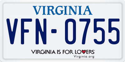 VA license plate VFN0755