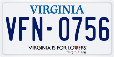 VA license plate VFN0756