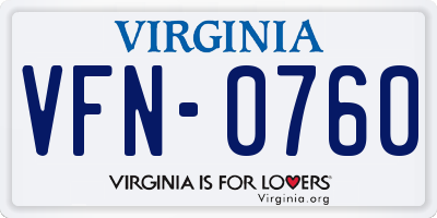 VA license plate VFN0760