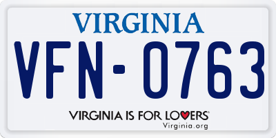 VA license plate VFN0763