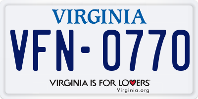 VA license plate VFN0770