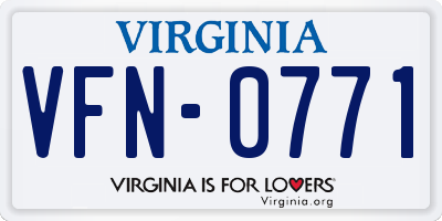 VA license plate VFN0771