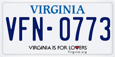 VA license plate VFN0773