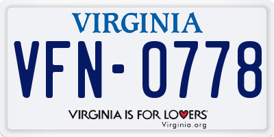 VA license plate VFN0778