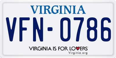 VA license plate VFN0786
