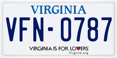 VA license plate VFN0787