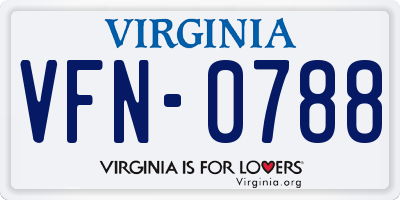 VA license plate VFN0788