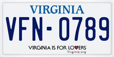 VA license plate VFN0789