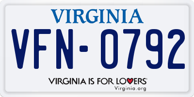 VA license plate VFN0792