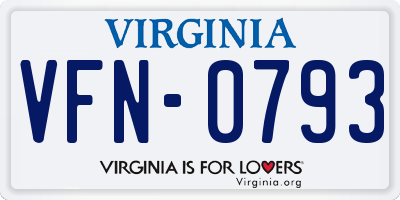 VA license plate VFN0793