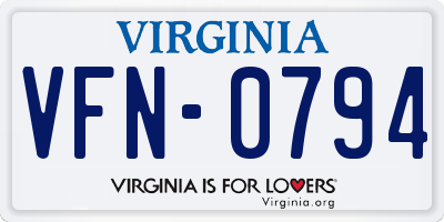 VA license plate VFN0794